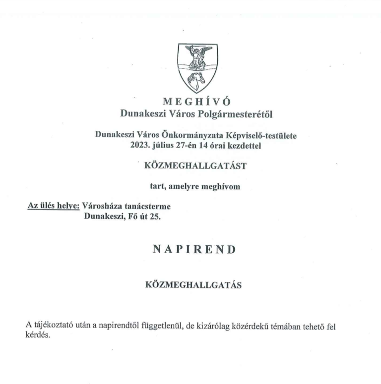 Közmeghallgatást tart Dunakeszi Önkormányzata